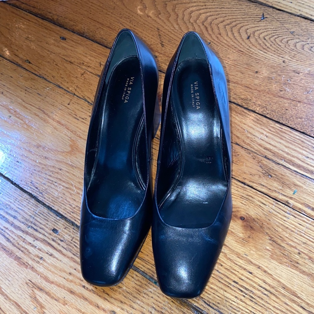 Via spiga size 10 black leather heels